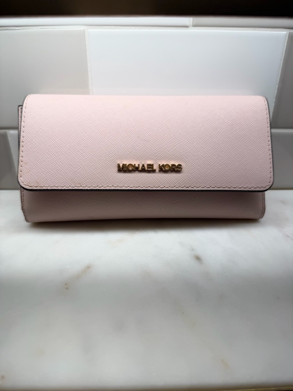 Michael Kors Blush Pink Saffiano Leather Clutch Wallet